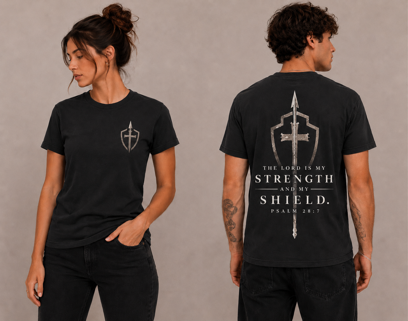 Strength and shield with graphic